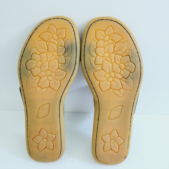 NEW Born Cherita Flat Slide Sandals Black Leather Double Strap - Picture 5 of 6